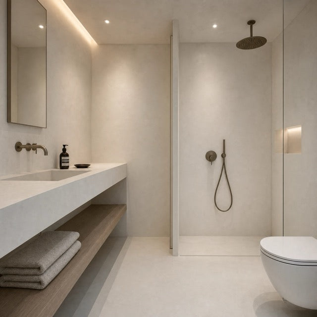 Minimalist mikro beton banyo
